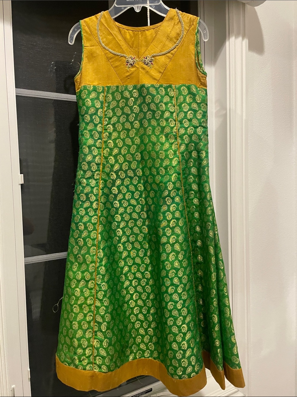 Girls Green and Gold Traditional Indian Party Dress